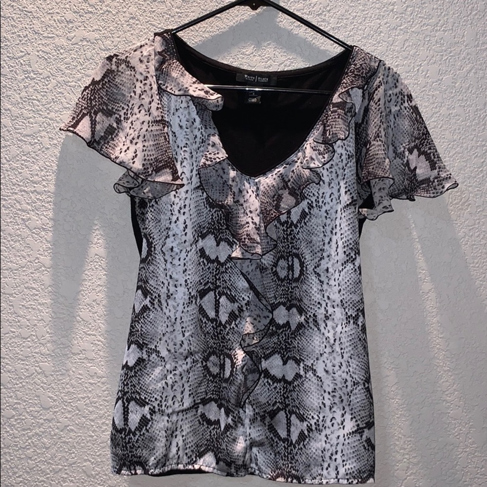 White House/Black Market top w/ cap sleeve overlay